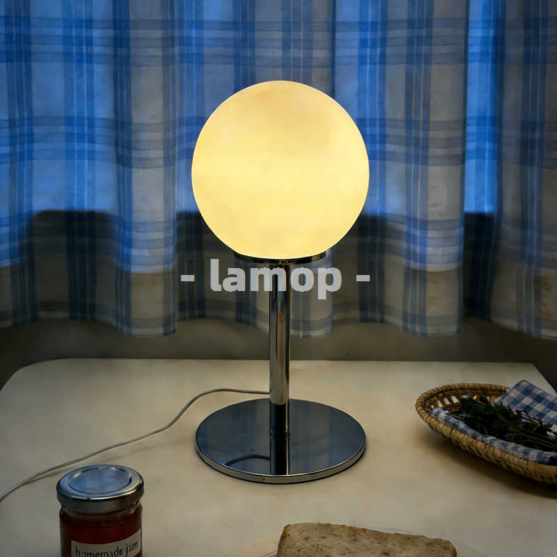 Decor Lighting Lamps - Milky White Solid Globe Chrome Thin