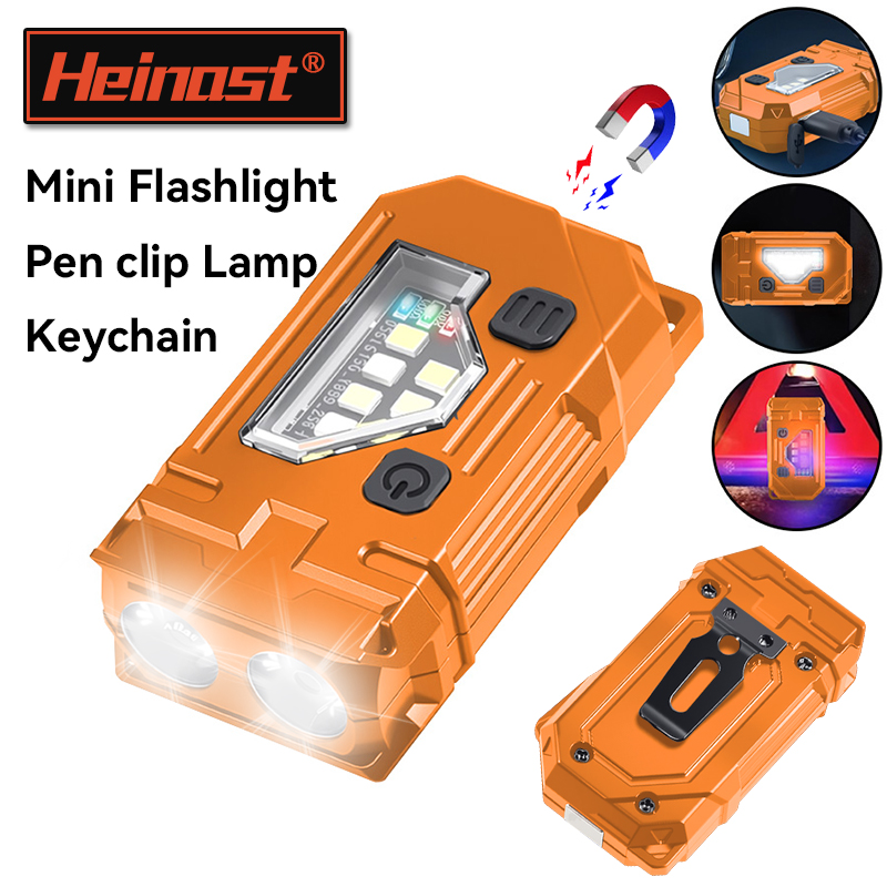 Orange Lighting Decor - Mini Keychain EDC Flashlight Rechargeable Magnetic