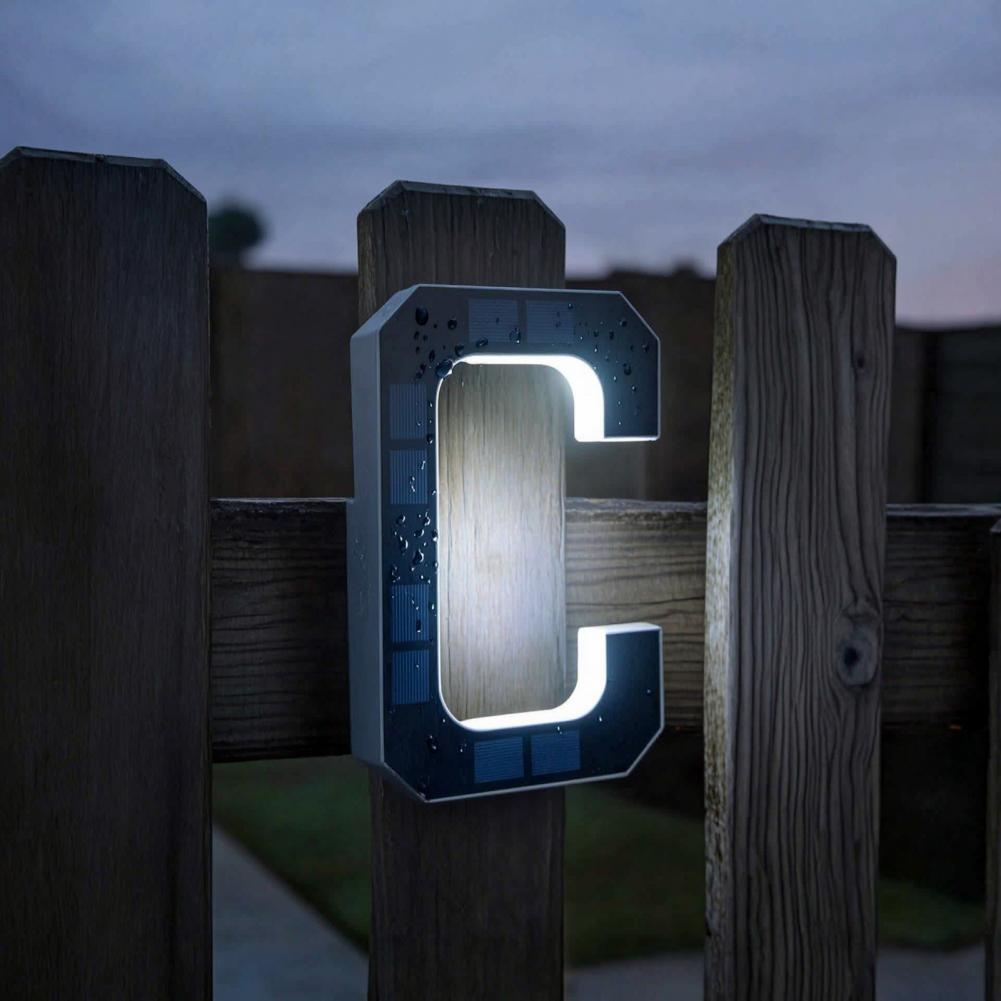 Lighting Decor For House - Solar Address Number Sign, LED Lighted
