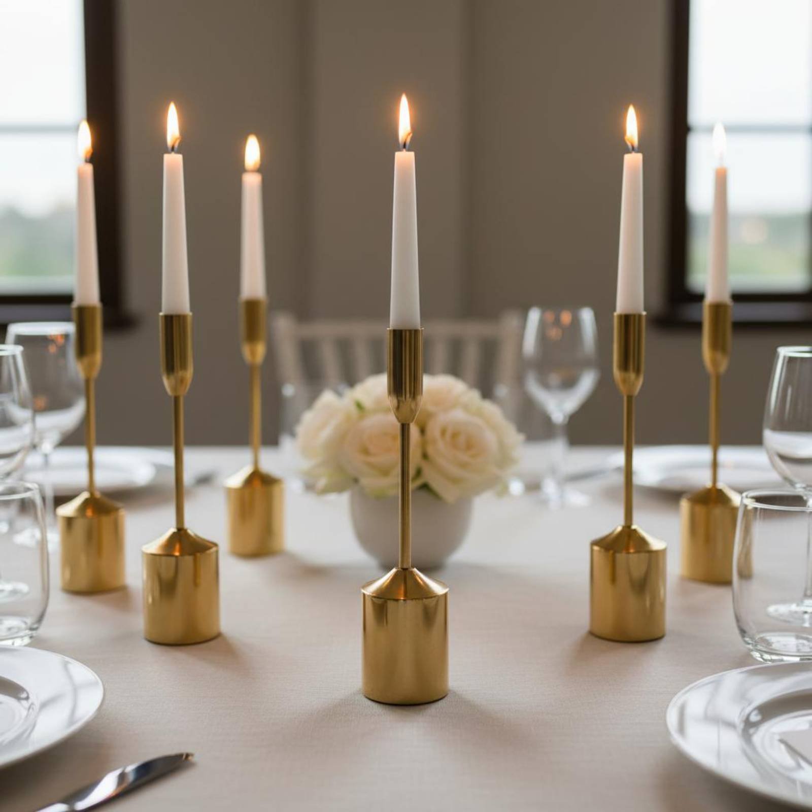 Candle Holder Set - 6 Pieces Metal Taper Candle Holder