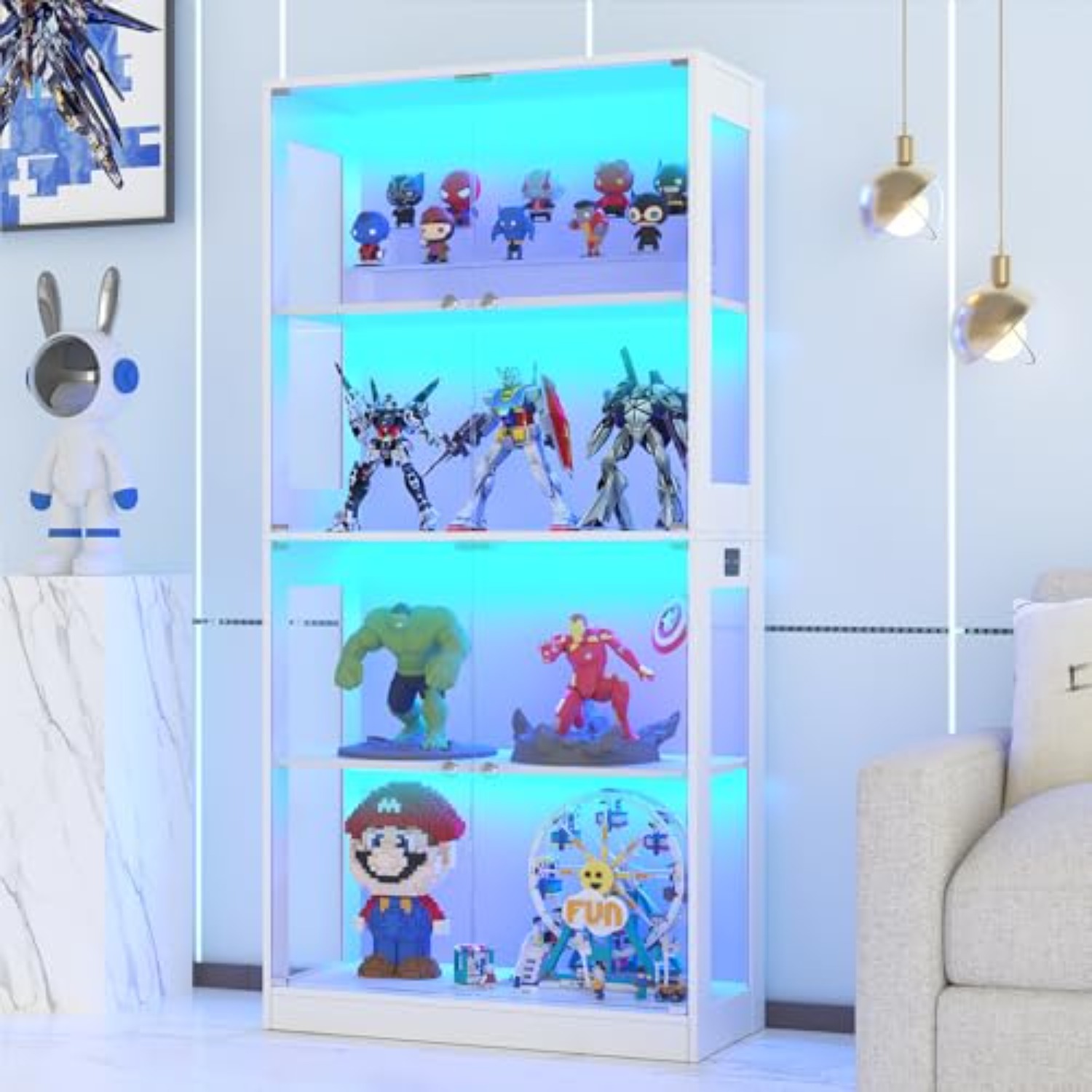 Lighting & Home Decor Studio - 65'' Display Cabinet with Glass Door