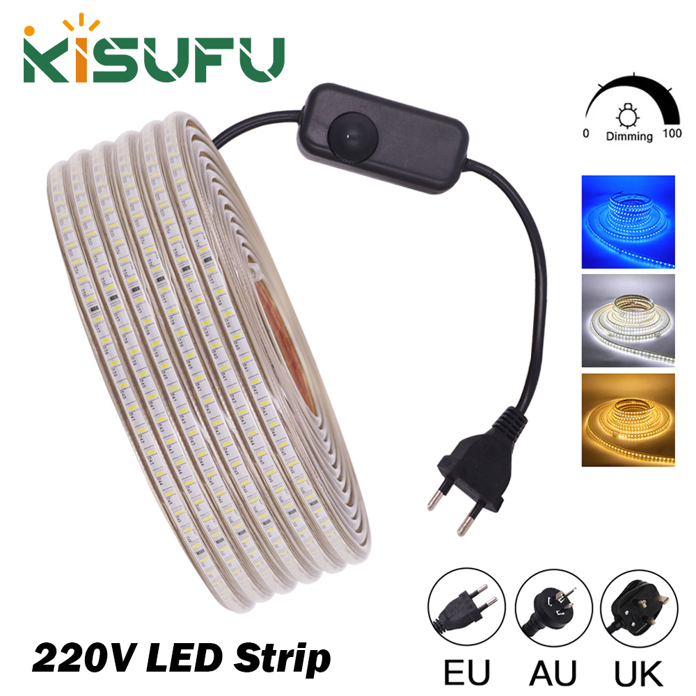 Decor Lighting Uk - 220V LED Strip With Dimmer EU/UK/AU