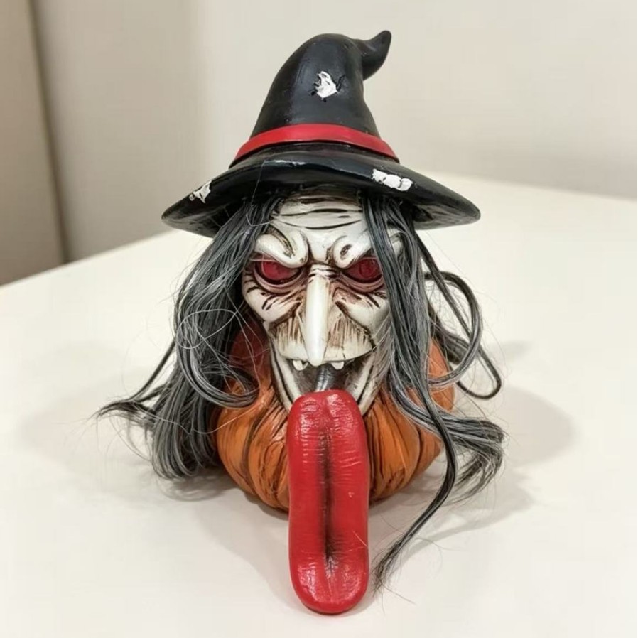Lighting Decor For House - New Halloween long-tongued witch pumpkin resin