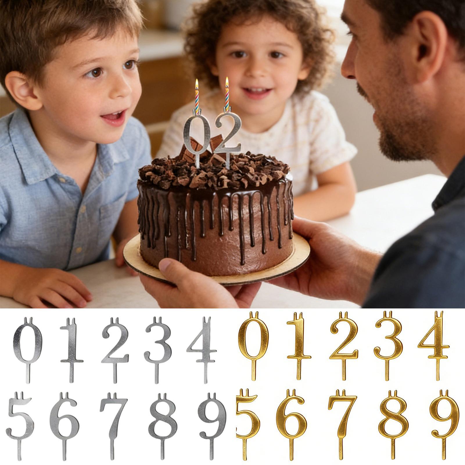 Candle Holder Set - 10pcs 0-9 Number Cake Toppers Metal