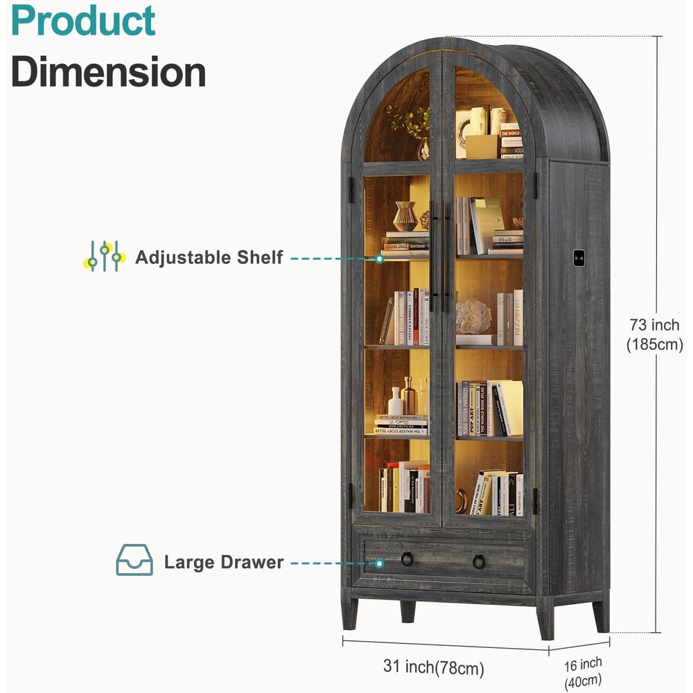 73 Arched Glass Display Cabine - Lighting & Home Decor Studio 评论和价格