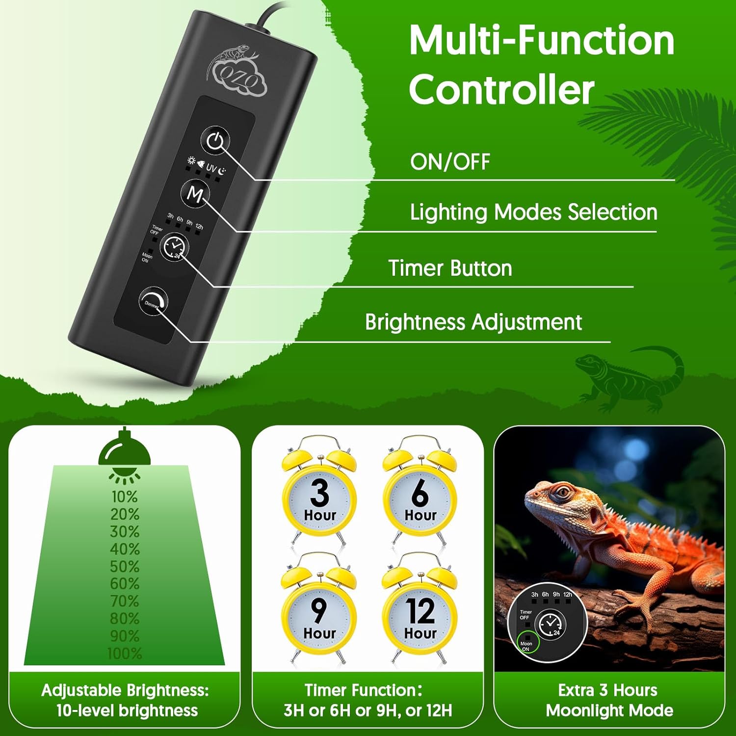 24W LED UVA UVB Reptile Lamp w - Gecko Lighting & Decor 评论和价格