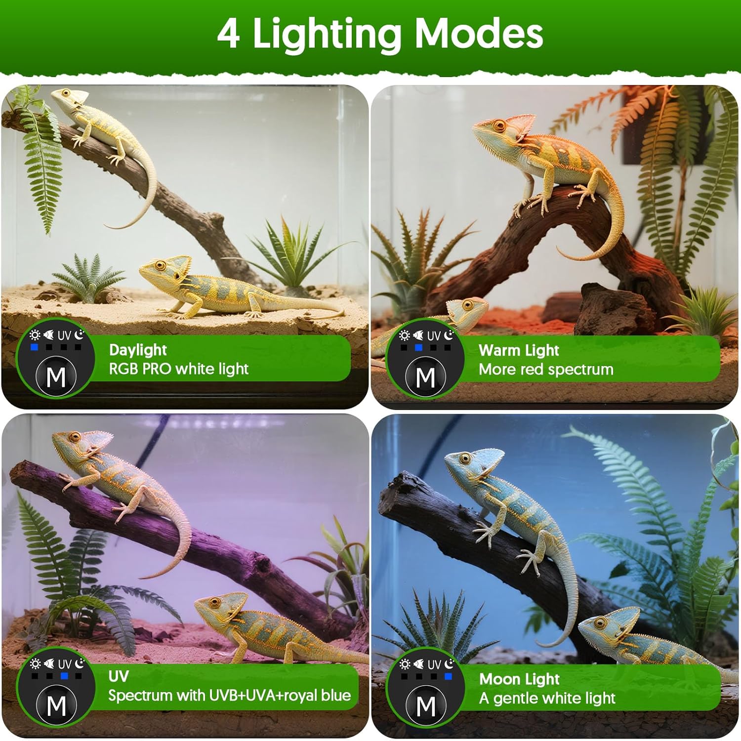 24W LED UVA UVB Reptile Lamp w - Gecko Lighting & Decor 评论和价格