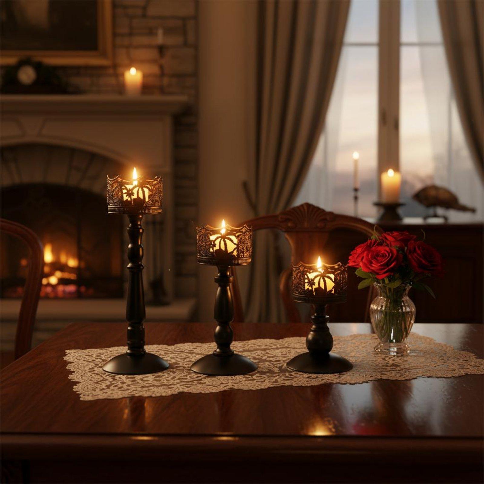 Iron Candlestick Elegant Metal - Candle Holder Set 评论和价格