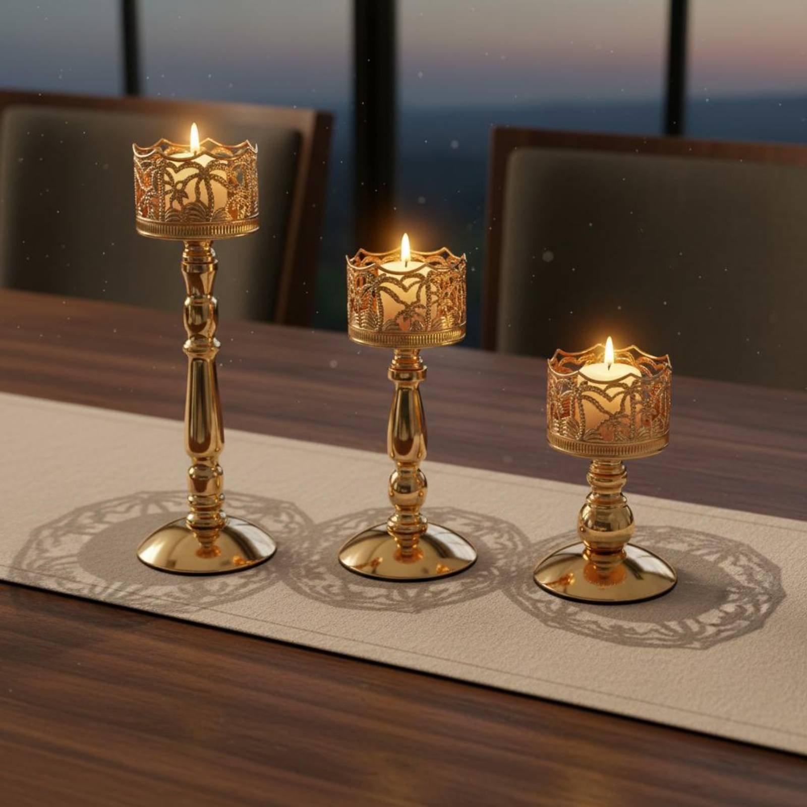 Iron Candlestick Elegant Metal - Candle Holder Set 评论和价格