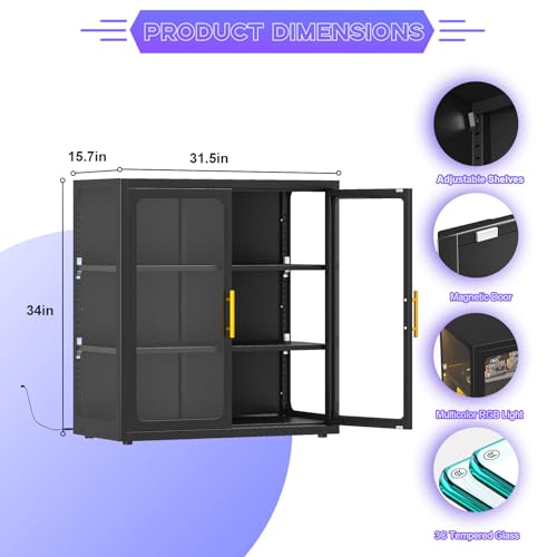 Display Cabinet with Glass Doo - Lighting & Home Decor Studio 评论和价格