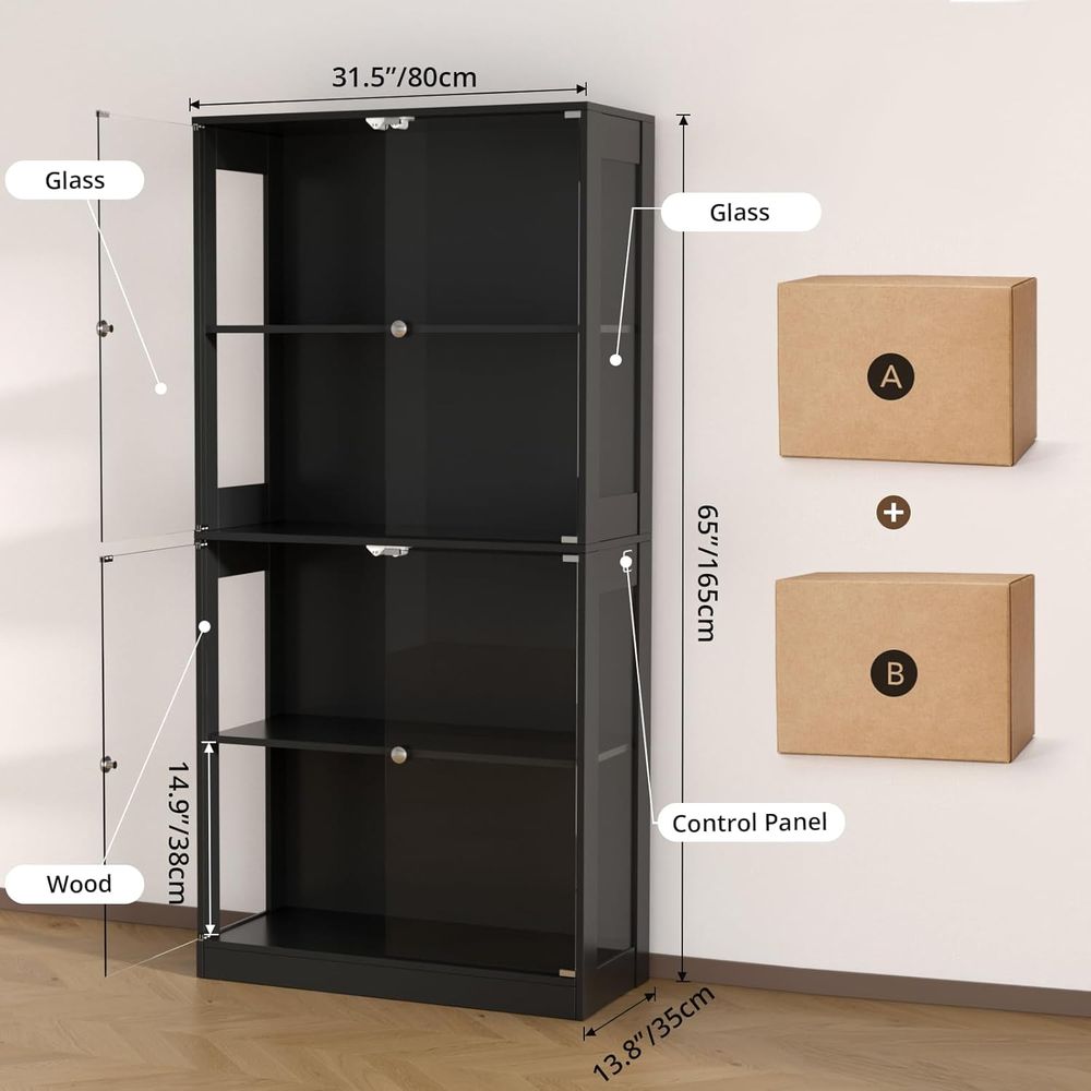 65 Glass Door Display Cabinet, - Lighting & Home Decor Studio 评论和价格
