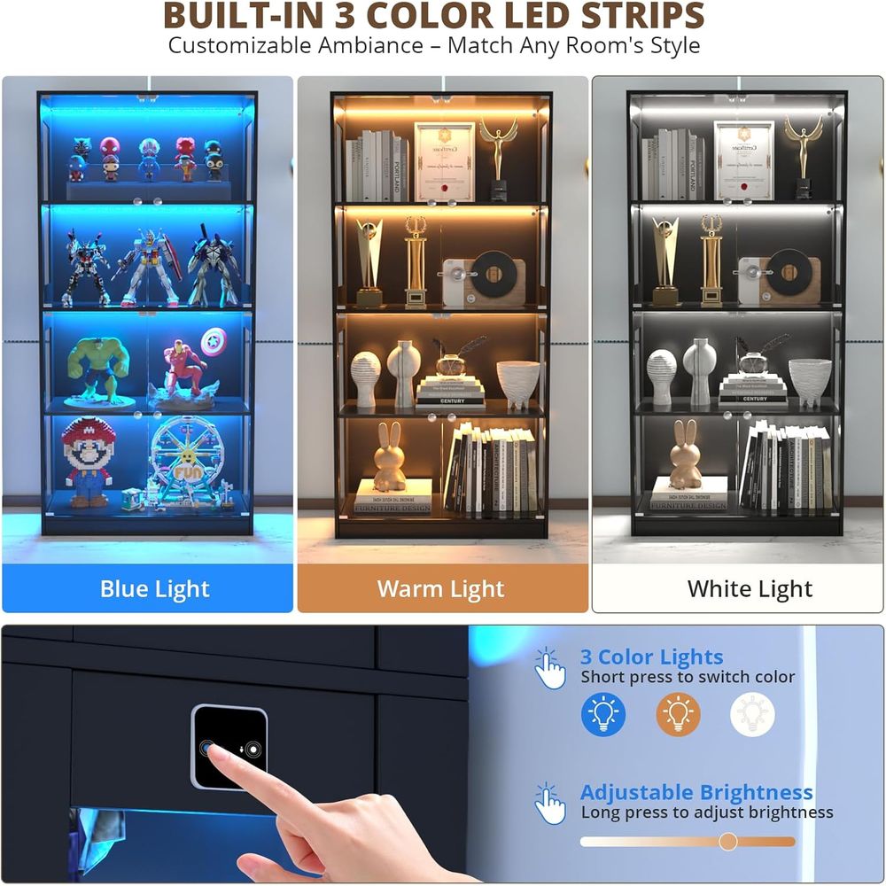 65 Glass Door Display Cabinet, - Lighting & Home Decor Studio 评论和价格