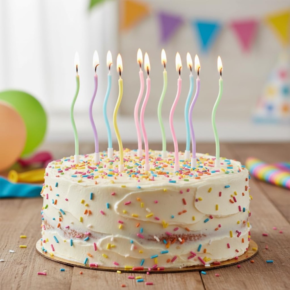 Rainbow Spiral Birthday Cake C - Candle Holder Set 评论和价格