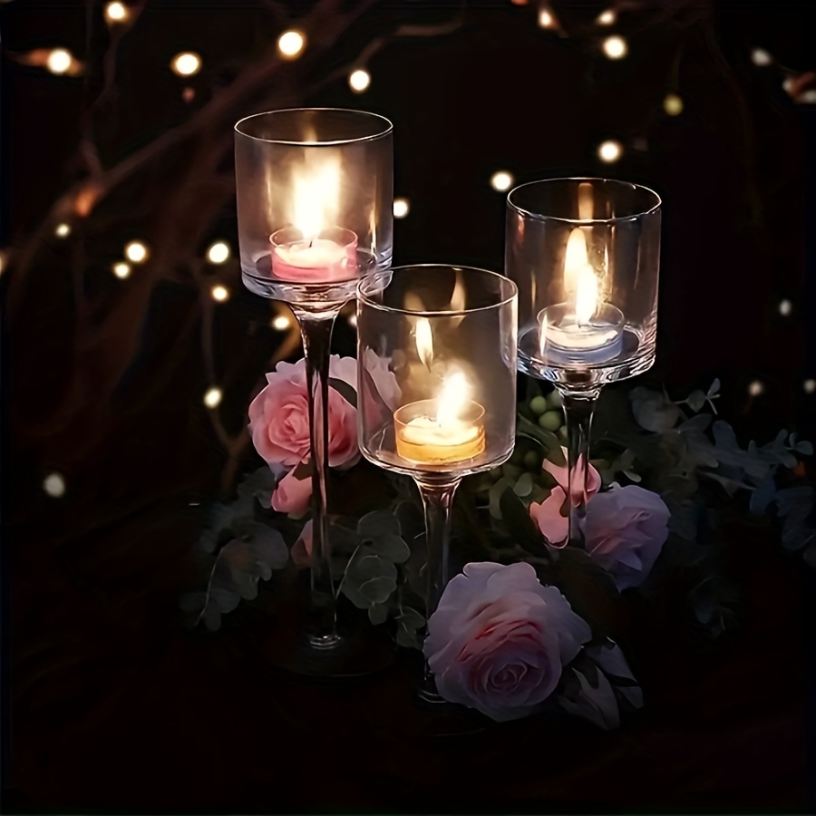 3PCS Transparent Glass Candle  - Candle Holder Set 评论和价格