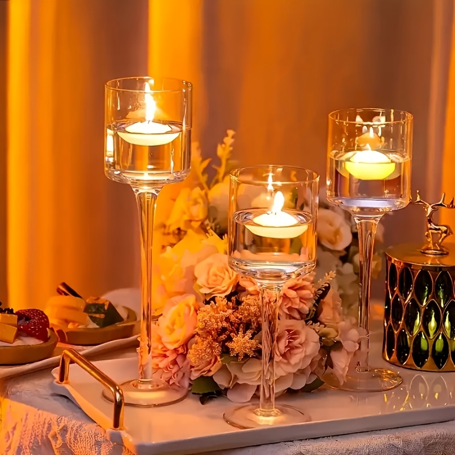 3PCS Transparent Glass Candle  - Candle Holder Set 评论和价格