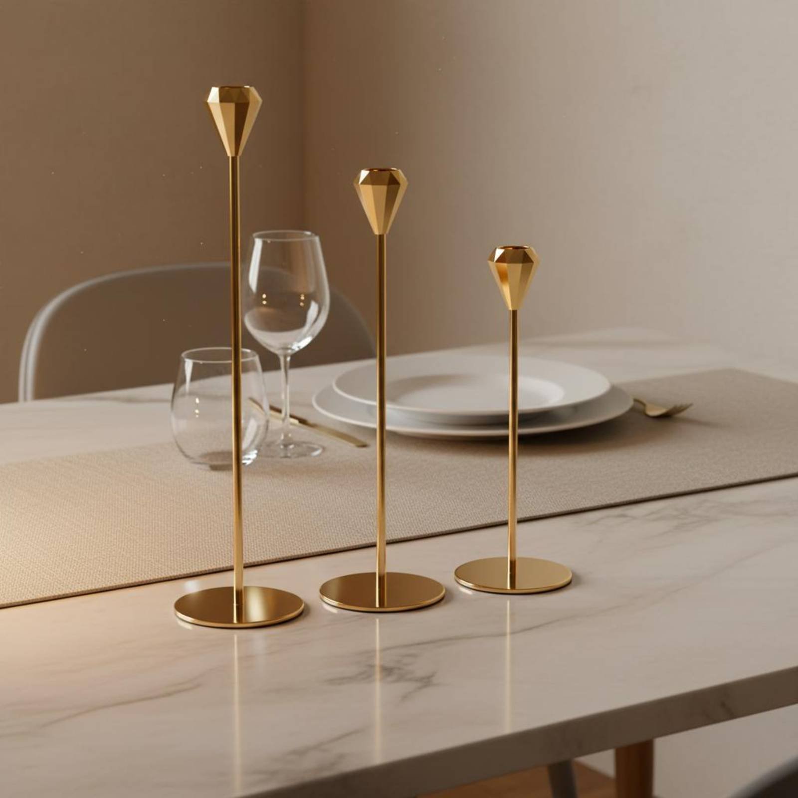 3 Pieces Crystal Top Candlesti - Candle Holder Set 评论和价格