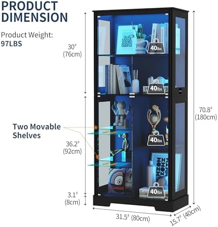 71'' Display Cabinet with 5-Ti - Lighting & Home Decor Studio 评论和价格
