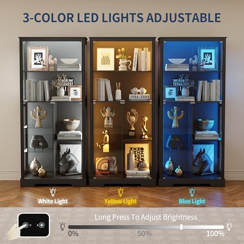 71'' Display Cabinet with 5-Ti - Lighting & Home Decor Studio 评论和价格