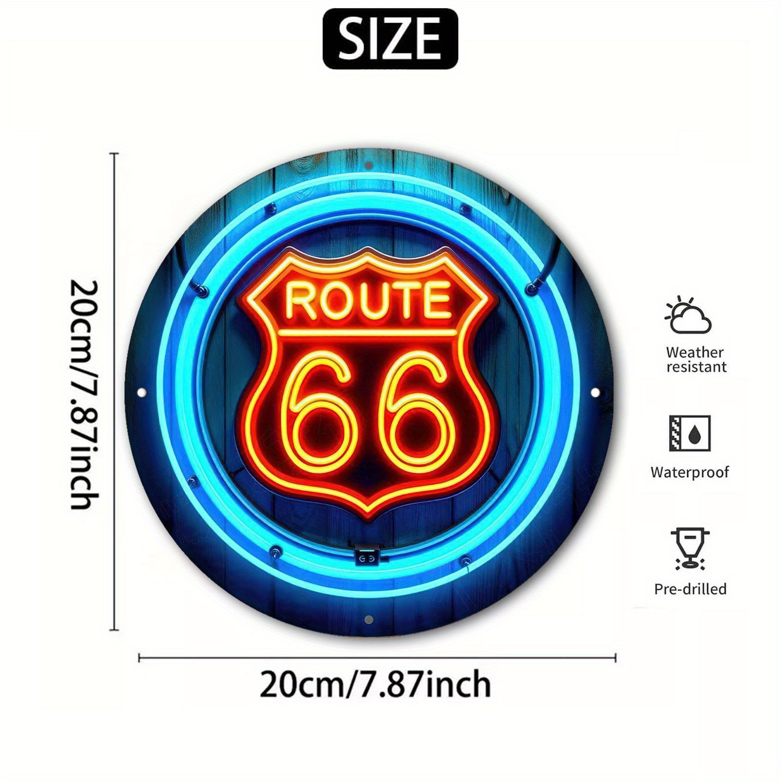 Retro Route 66 wooden wall sig - Orange Lighting Decor 评论和价格