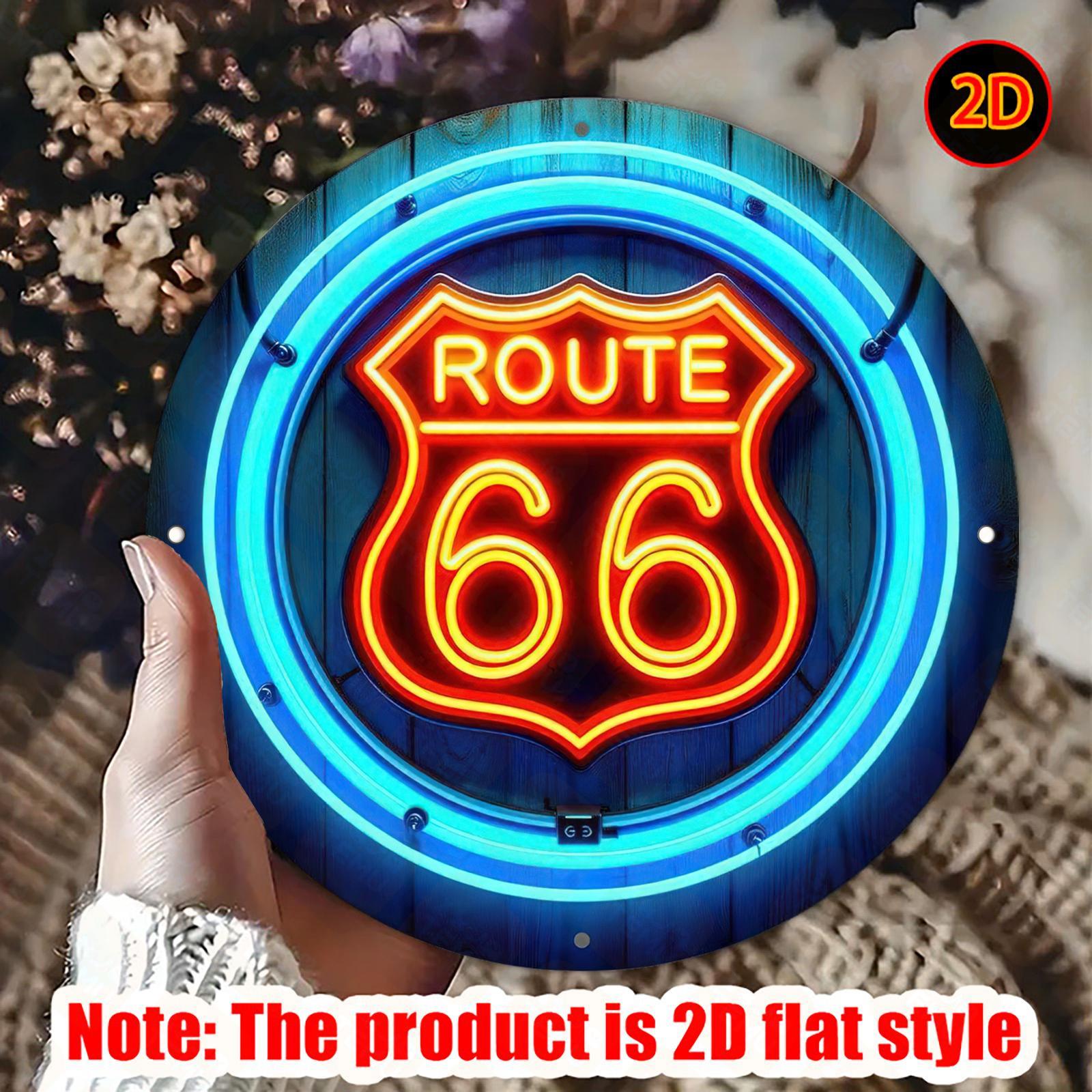 Retro Route 66 wooden wall sig - Orange Lighting Decor 评论和价格