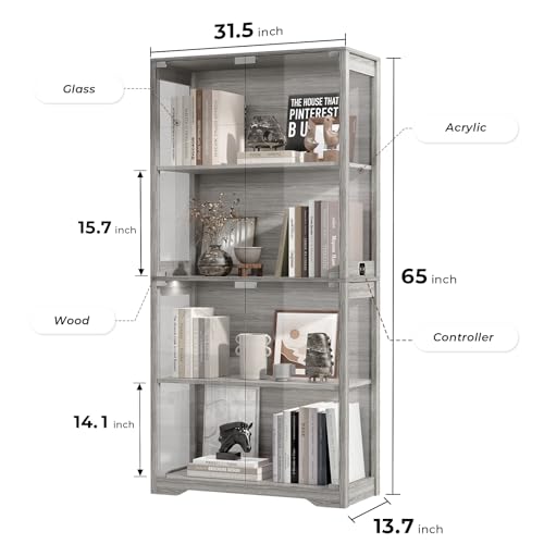 Display Cabinet with Glass Doo - Lighting & Home Decor Studio 评论和价格