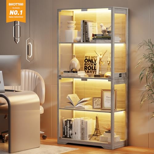 Display Cabinet with Glass Doo - Lighting & Home Decor Studio 评论和价格