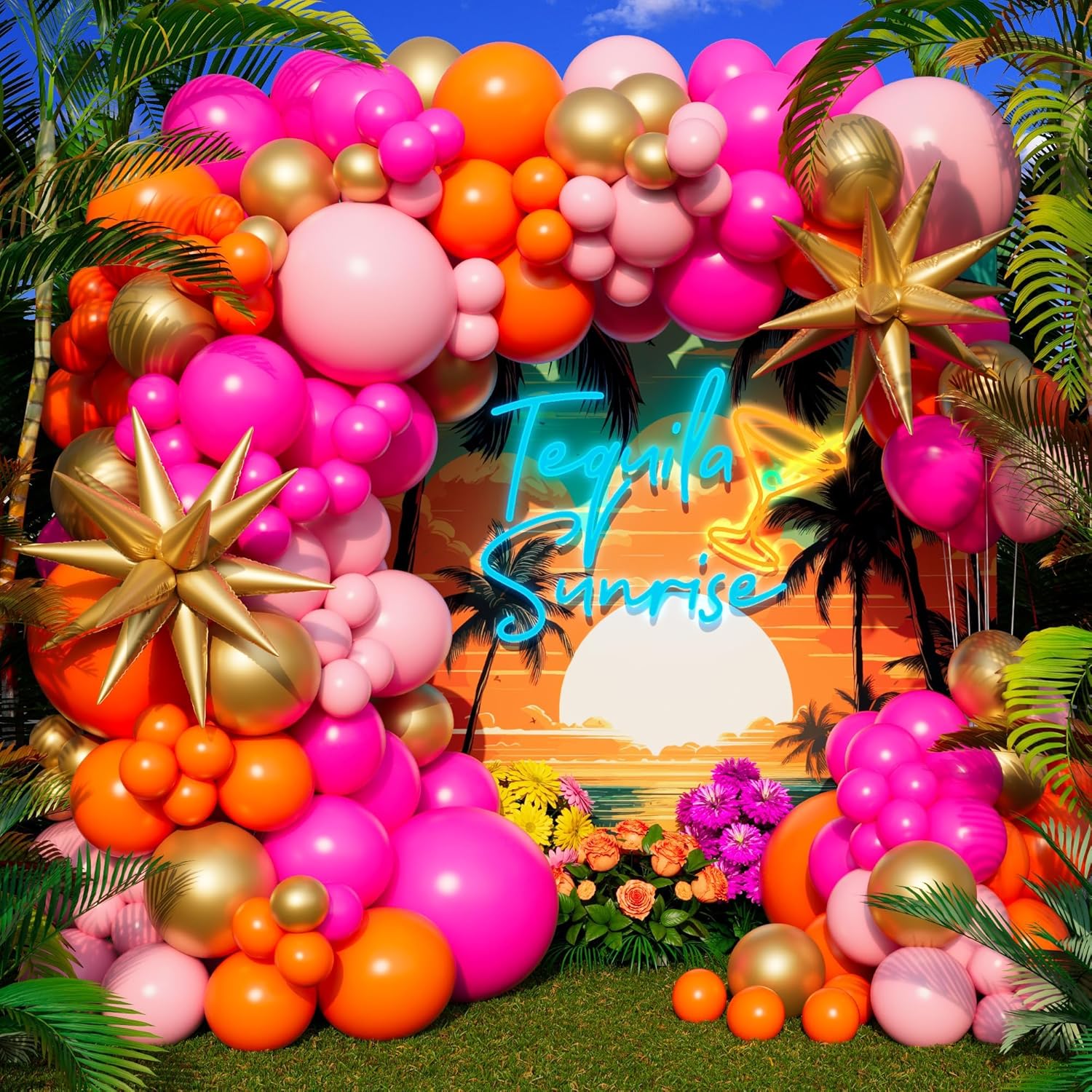 123Pcs Hot Pink and Orange Bal - Orange Lighting Decor 评论和价格