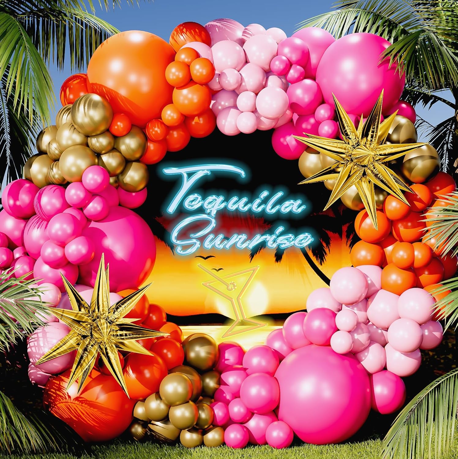 123Pcs Hot Pink and Orange Bal - Orange Lighting Decor 评论和价格