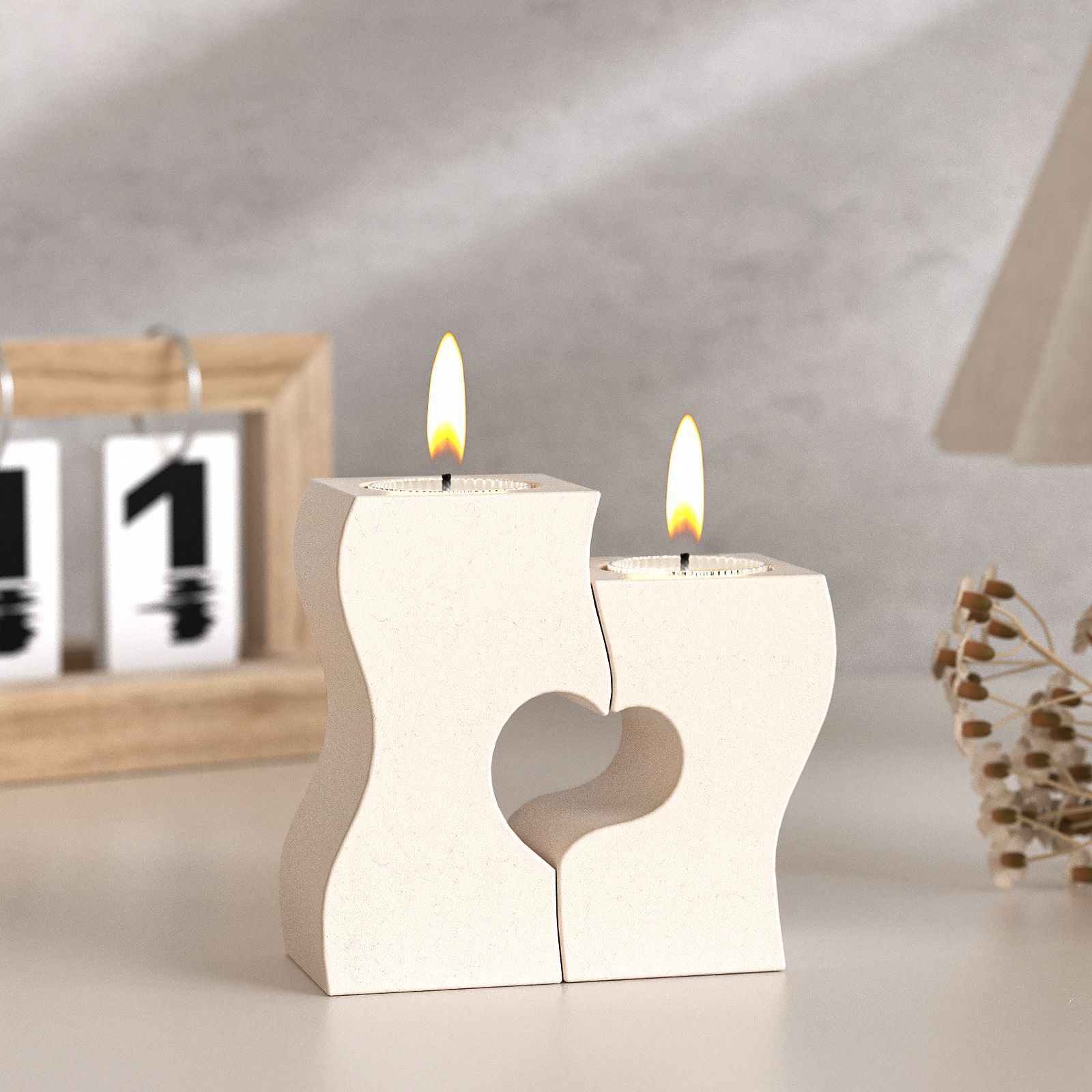 S Heart Candlestick Silicone M - Candle Holder Set 评论和价格