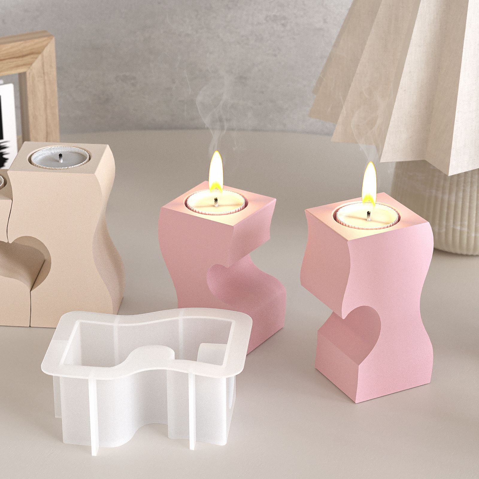 S Heart Candlestick Silicone M - Candle Holder Set 评论和价格