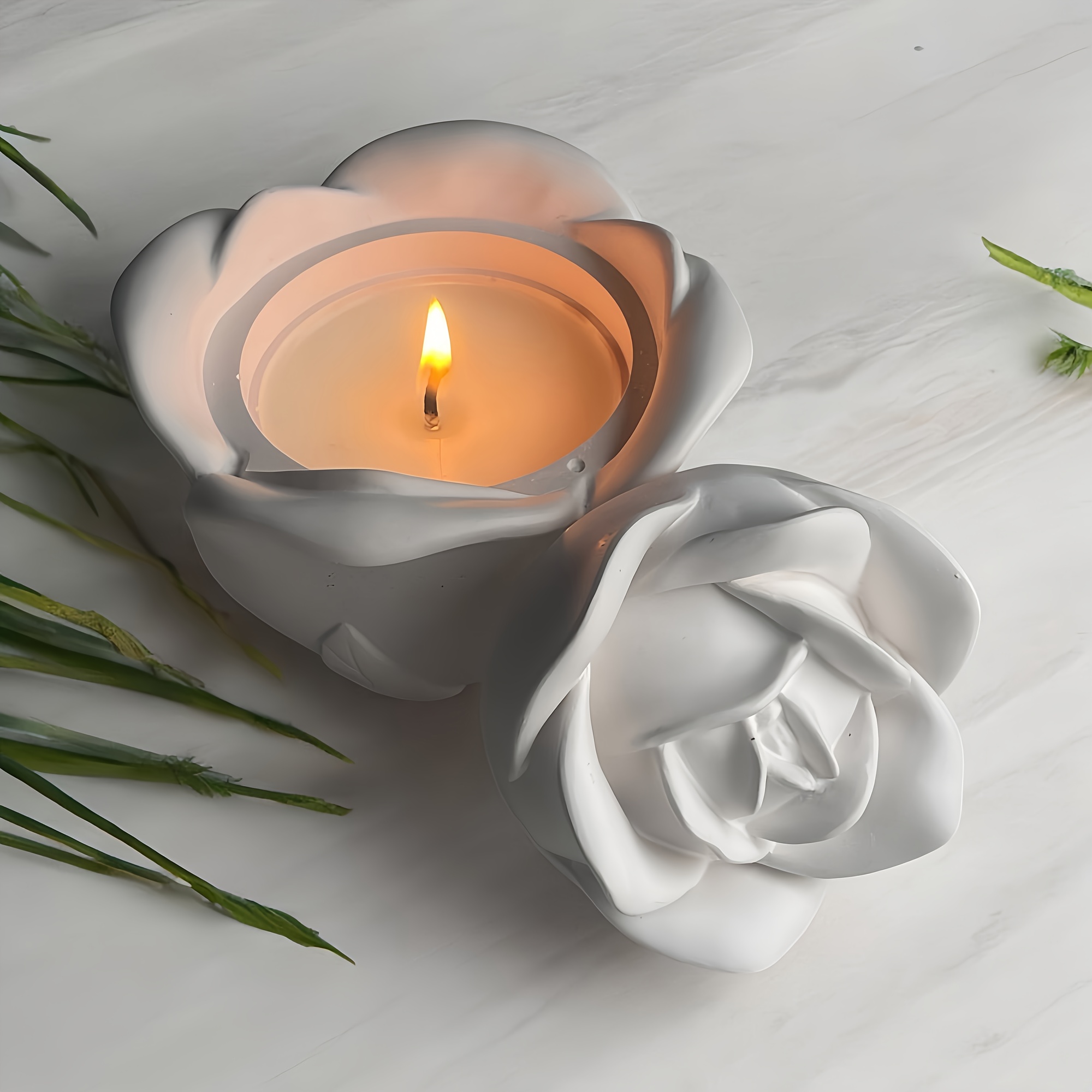 2-Piece Set Rose Shaped Silico - Candle Holder Set 评论和价格