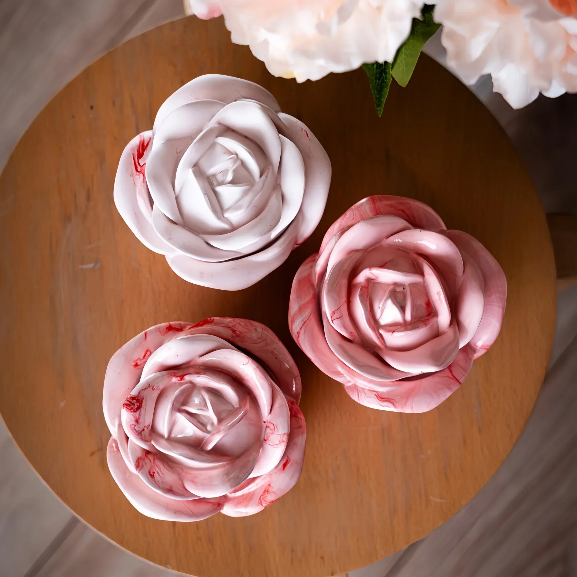2-Piece Set Rose Shaped Silico - Candle Holder Set 评论和价格