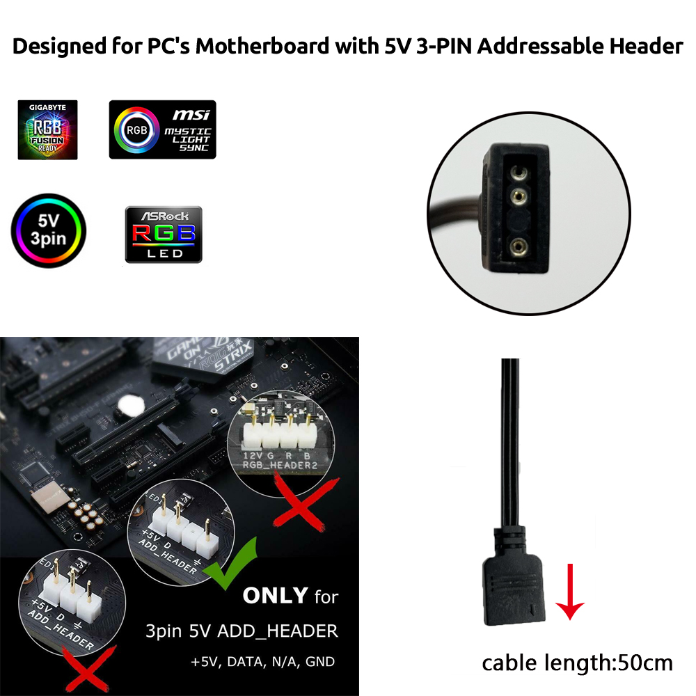 5V ARGB 3Pin Header for Asus A - Ambient Led Strip 评论和价格