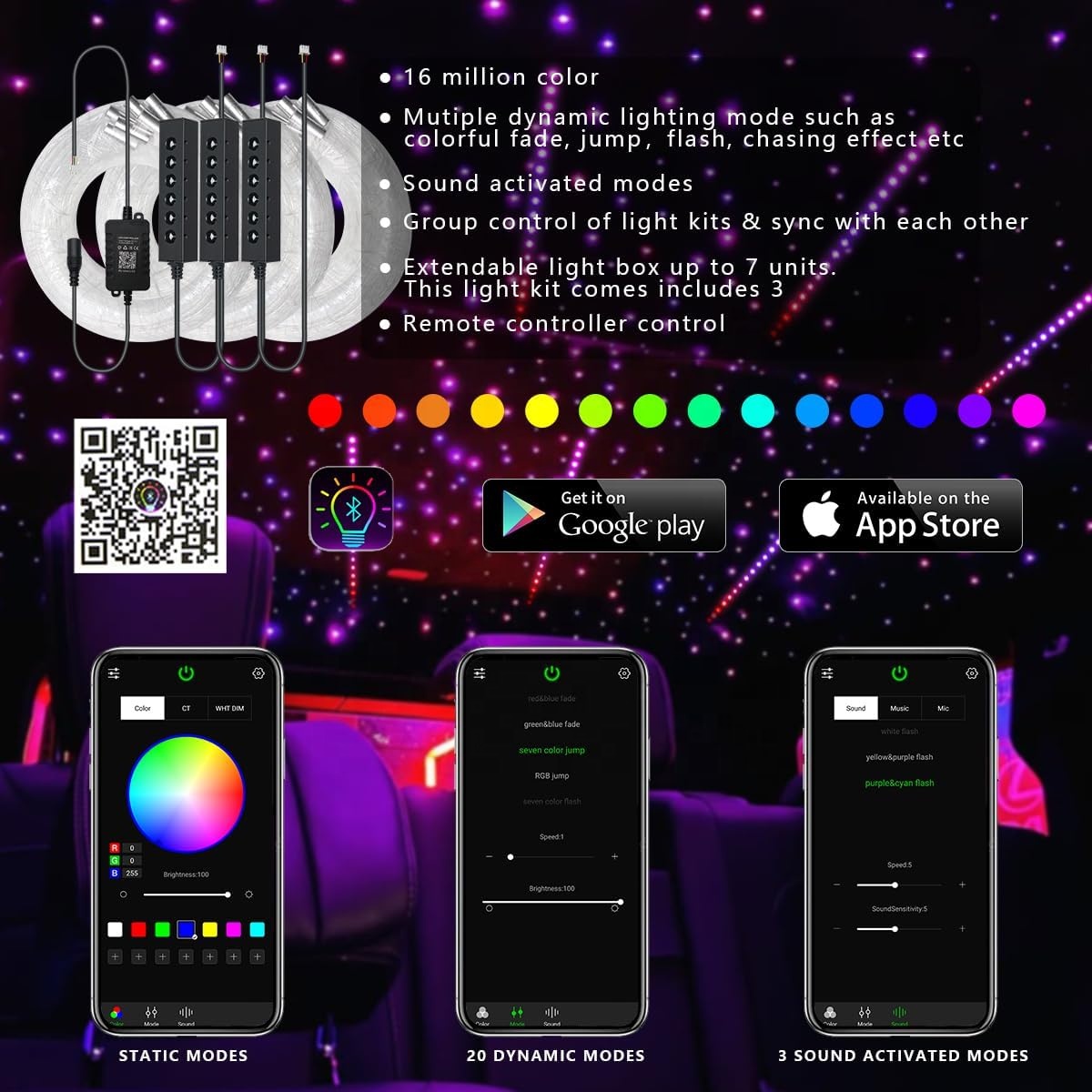 RGB Fiber Optic Star Ceiling L - Lighting Interior Decor 评论和价格