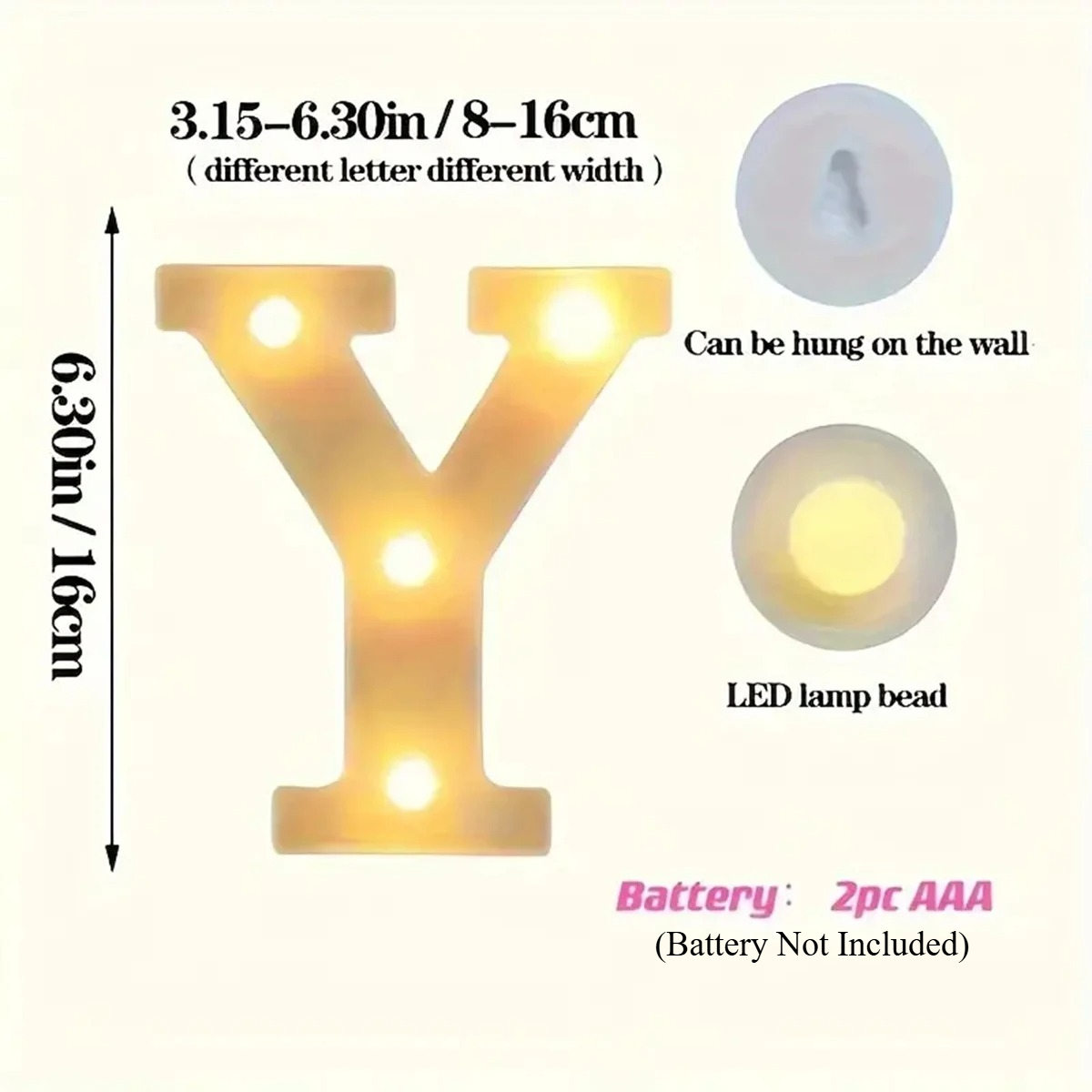 1pc White Decorative Led Light - Light Up Letters Marquee 评论和价格