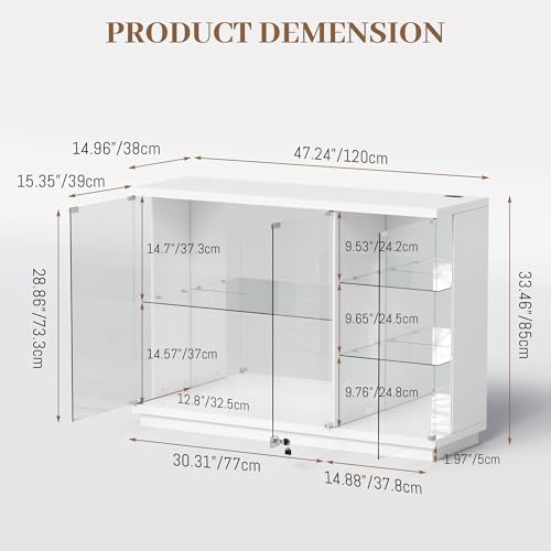Glass Display Cabinet with Loc - Lighting & Home Decor Studio 评论和价格